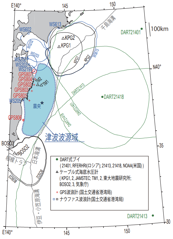 推定された津波波源域